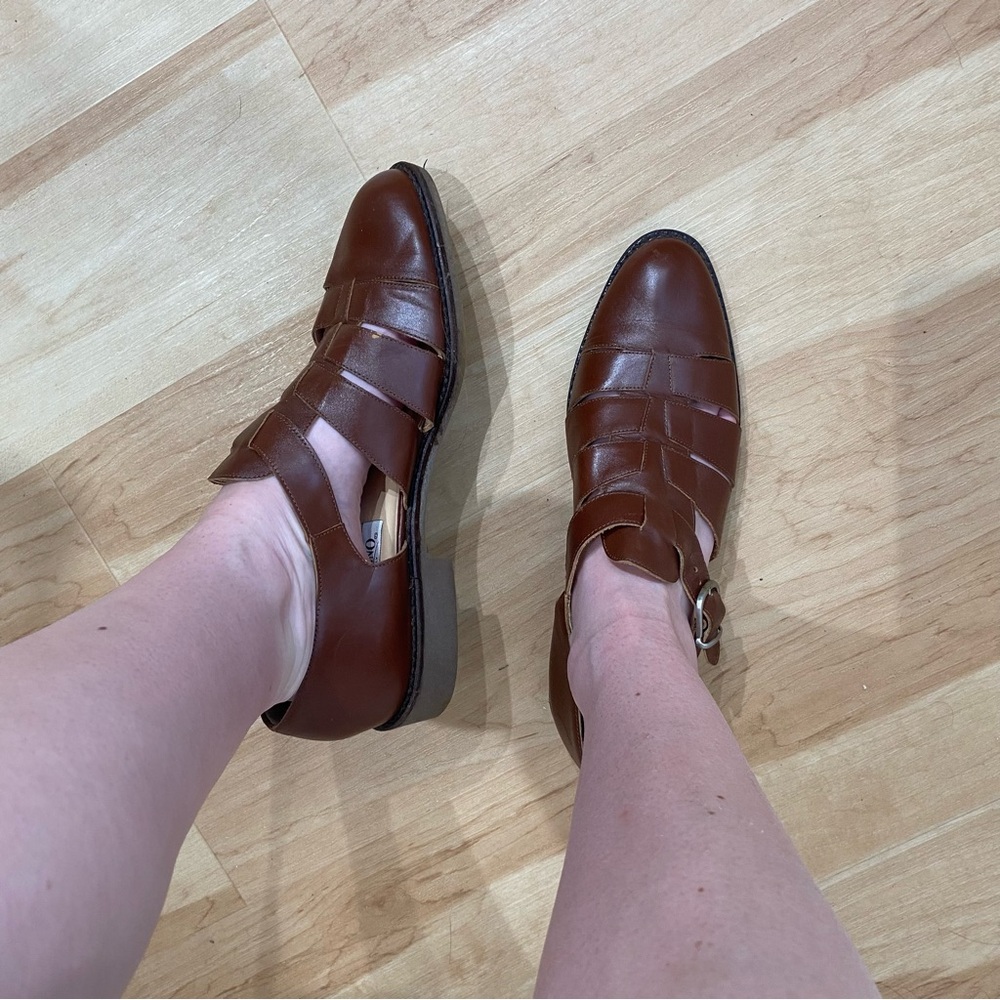 Vintage Brown Leather Fisherman Sandals (10.5)